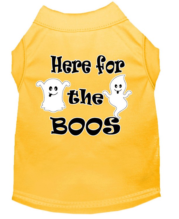 Here for the Boos Screen Print Dog Shirt Yellow Med